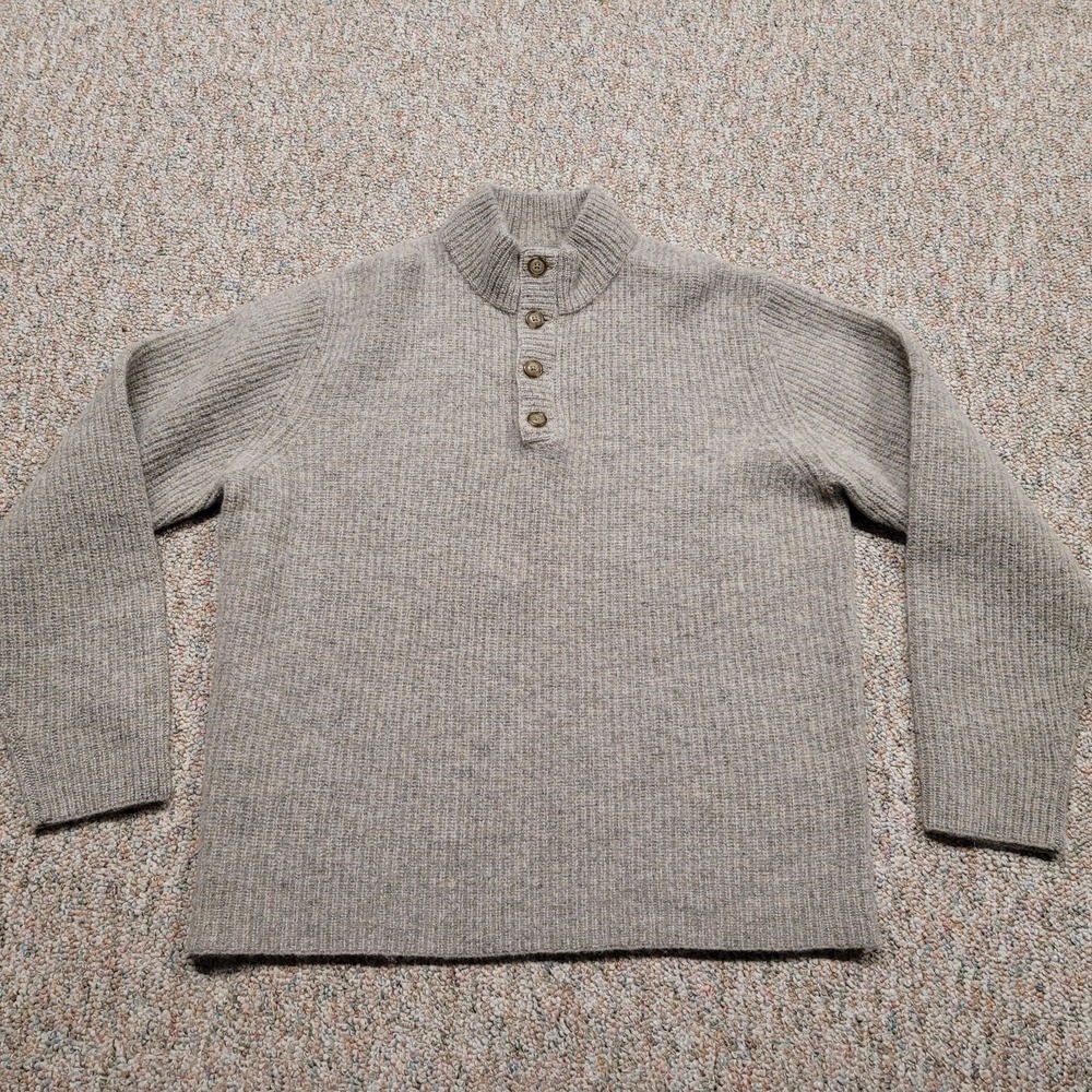 Woolrich Sweater Mens XL Oatmeal Classic Mid Weight Mock Neck Pullover Fisherman